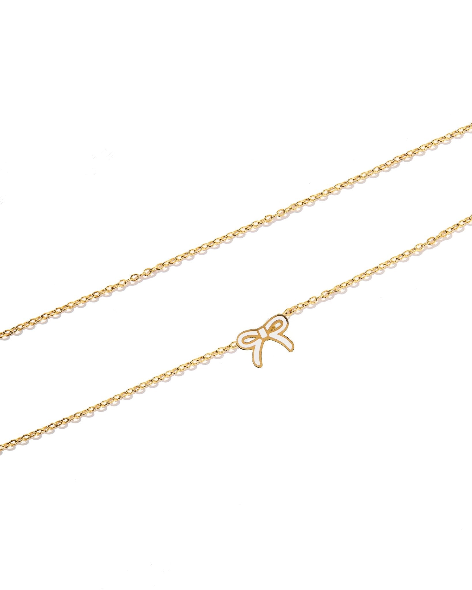 Necklace - Sadie Bow White - Shop LINNY CO