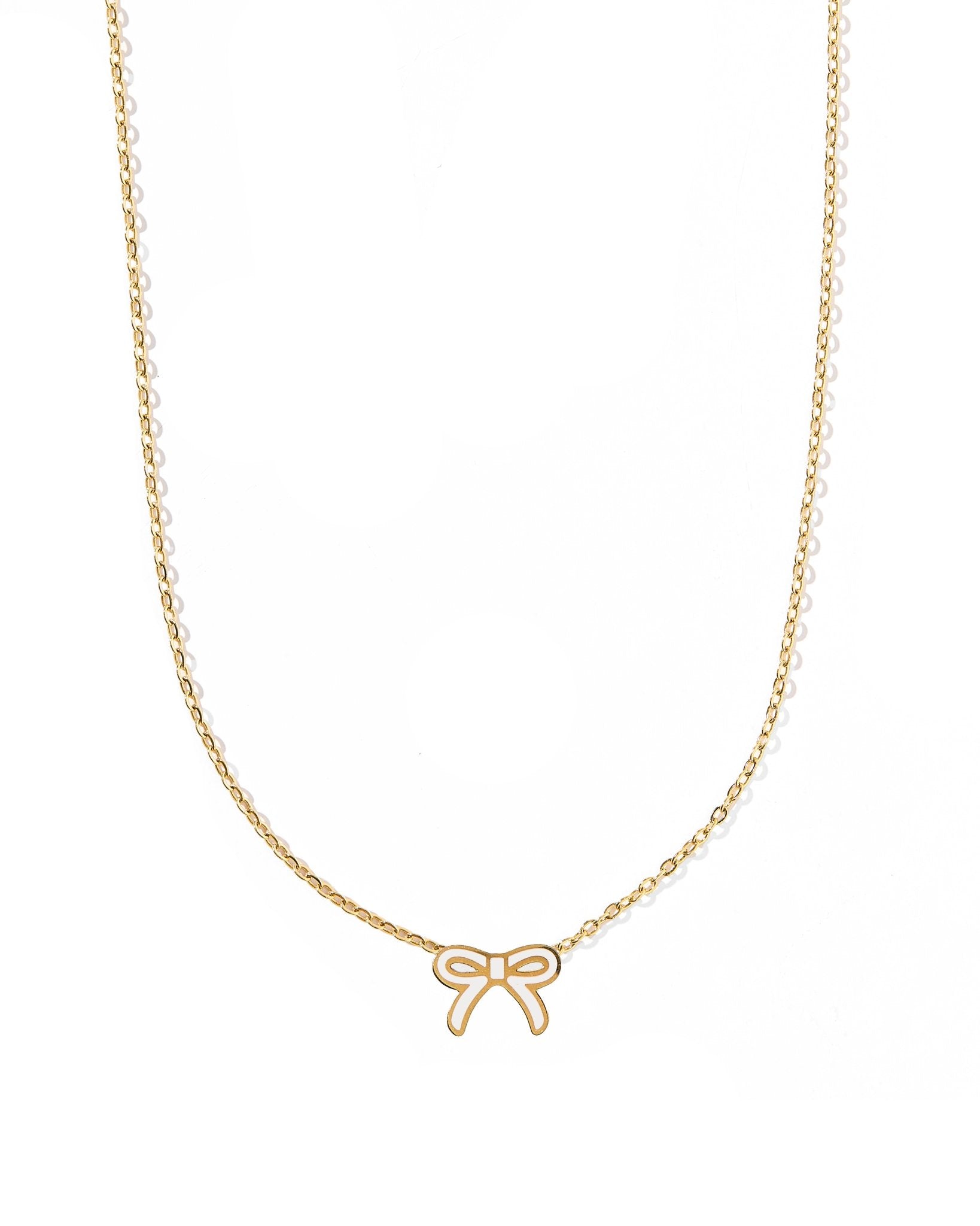 Necklace - Sadie Bow White - Shop LINNY CO