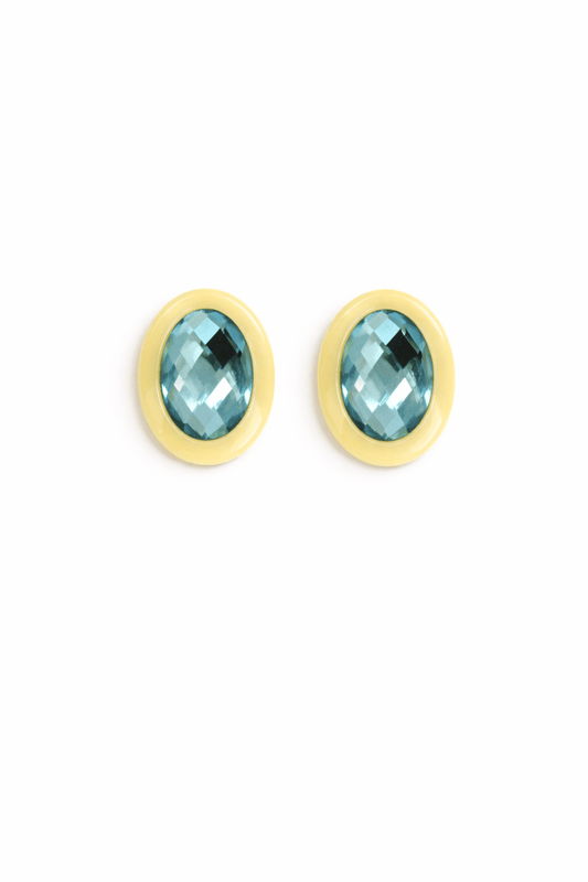 Olivia Statement Earrings Oval - Amalfi Blue - Shop LINNY CO