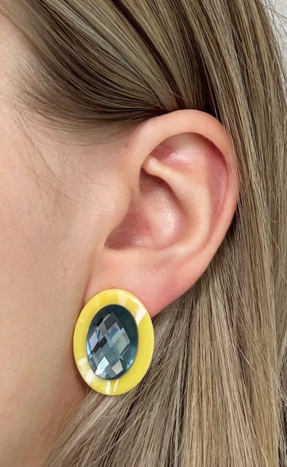 Olivia Statement Earrings Oval - Amalfi Blue - Shop LINNY CO