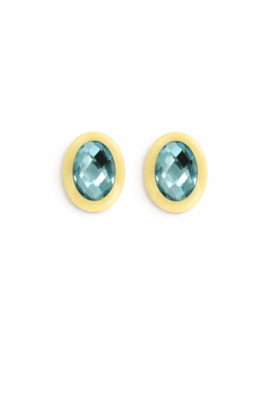 Olivia Statement Earrings Oval - Amalfi Blue - Shop LINNY CO