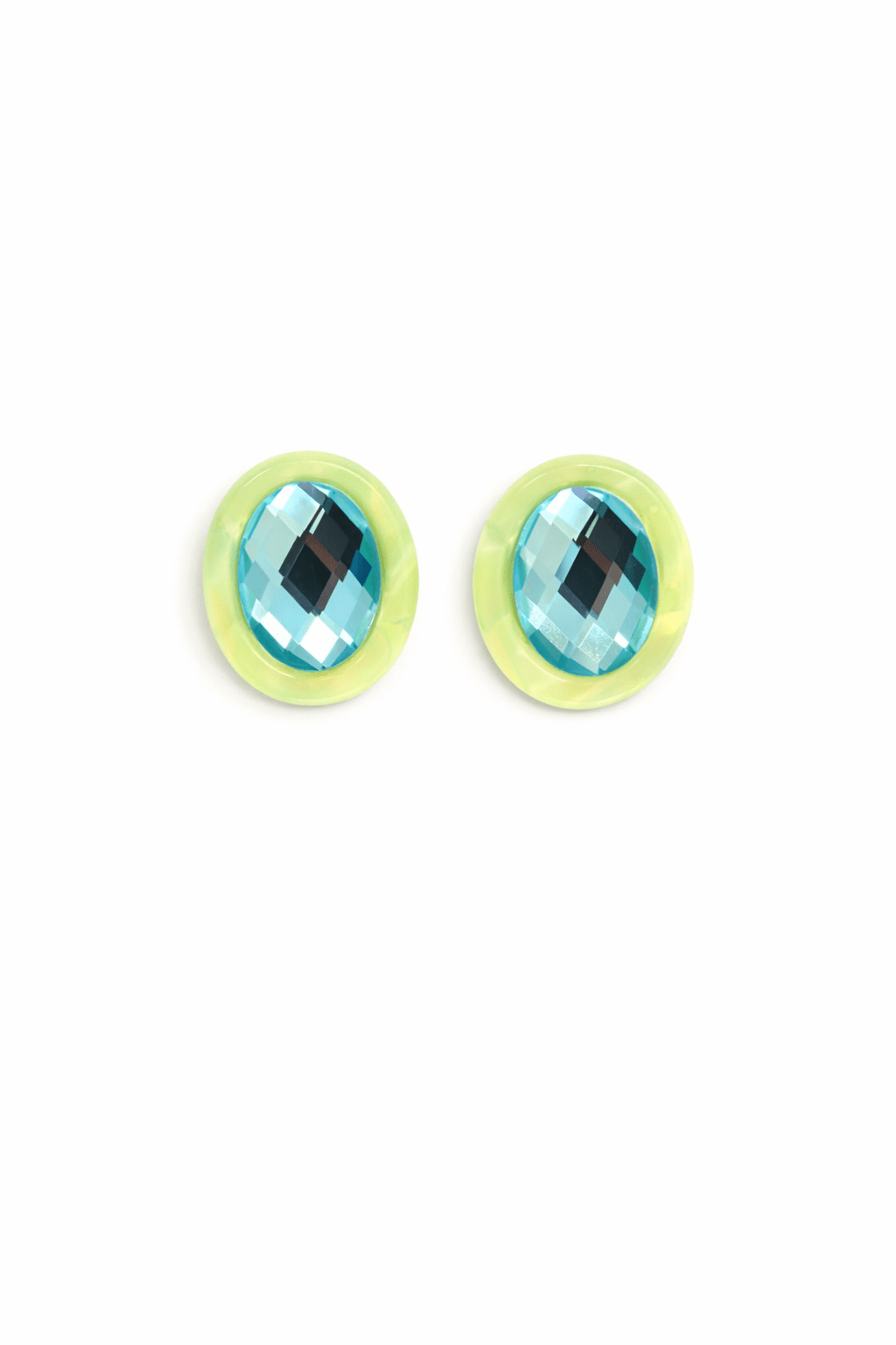 Olivia Statement Earrings Oval - Blue Peacock - Shop LINNY CO