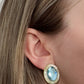 Olivia Statement Earrings Oval - Blue Peacock - Shop LINNY CO