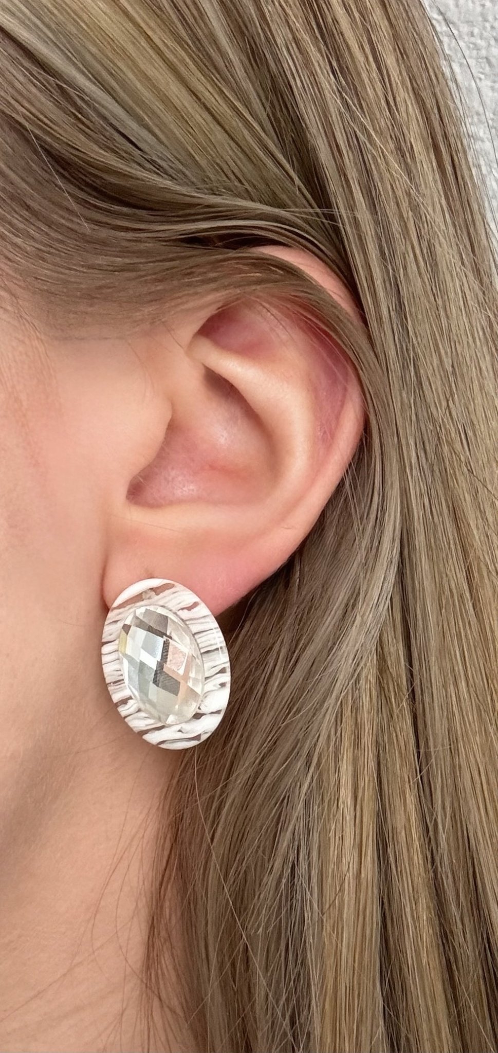 Olivia Statement Earrings Oval - Frosted Glacier - Shop LINNY CO
