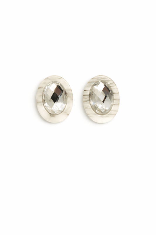 Olivia Statement Earrings Oval - Frosted Glacier - Shop LINNY CO