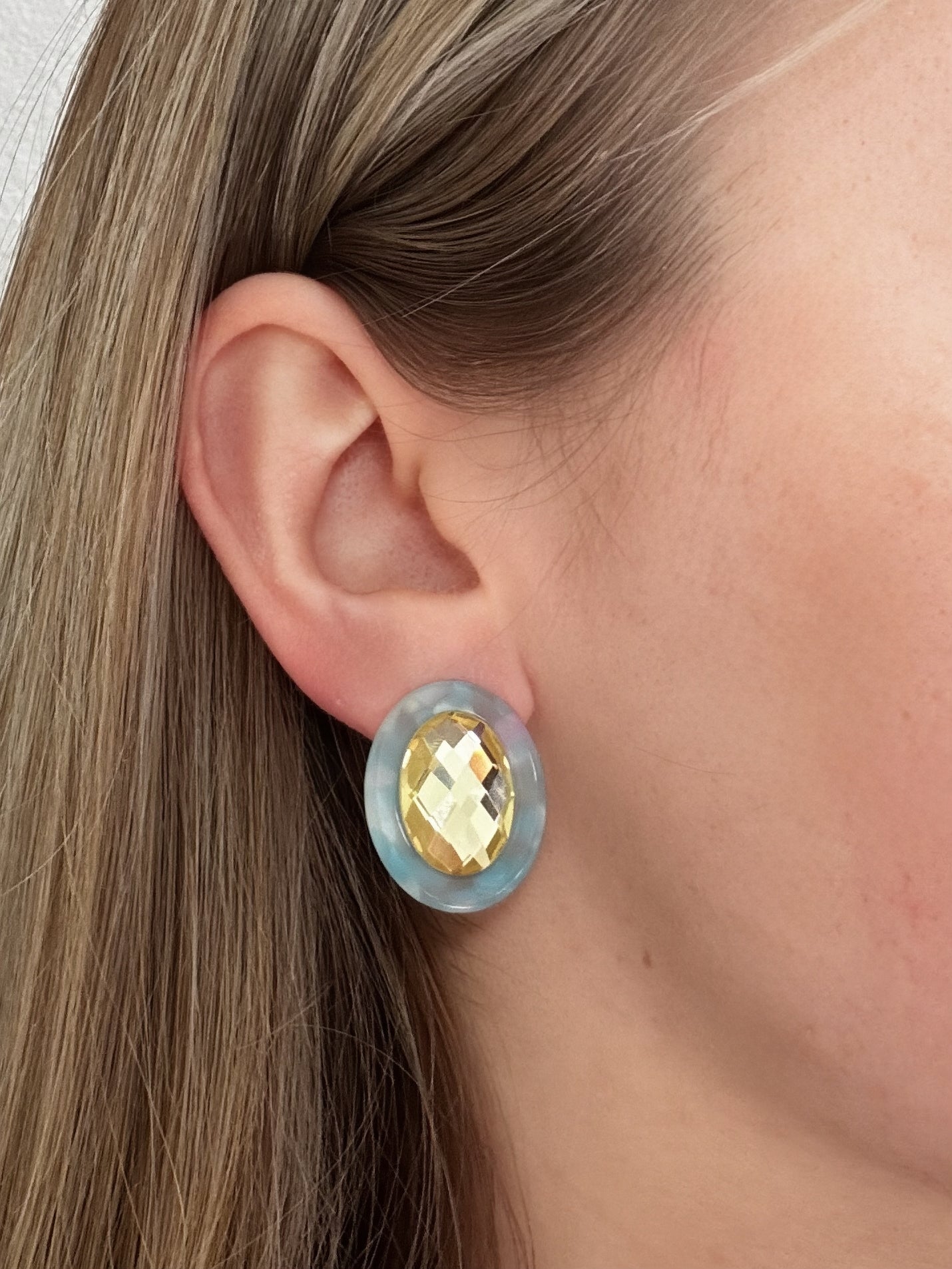 Olivia Statement Earrings Oval - Lemon Drop - Shop LINNY CO