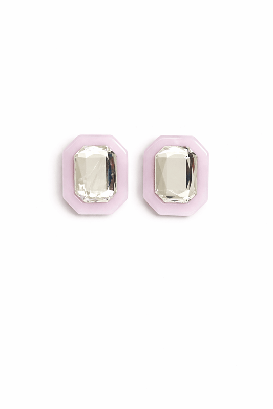 Olivia Statement Earrings Rectangle - Frosted Lilac - Shop LINNY CO
