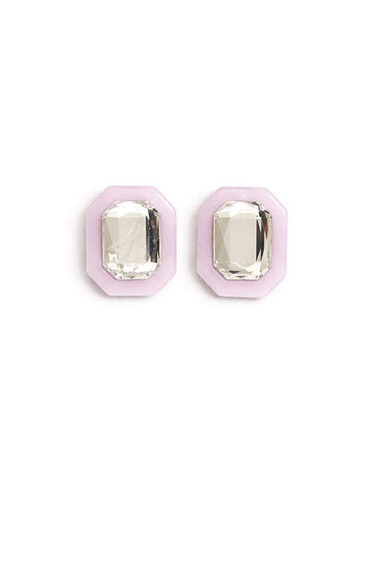 Olivia Statement Earrings Rectangle - Frosted Lilac - Shop LINNY CO