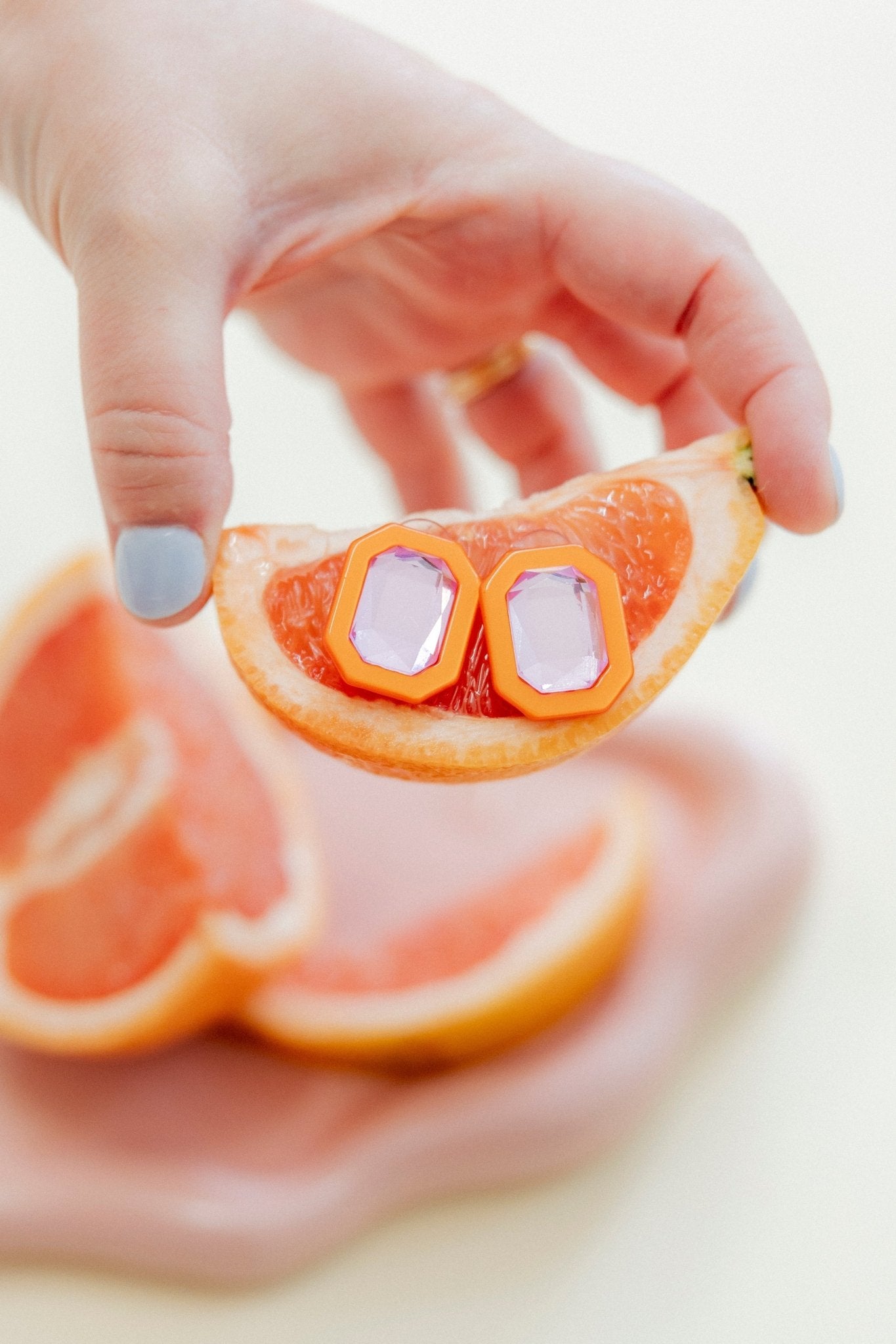 Olivia Statement Earrings Rectangle - Pink Grapefruit - Shop LINNY CO