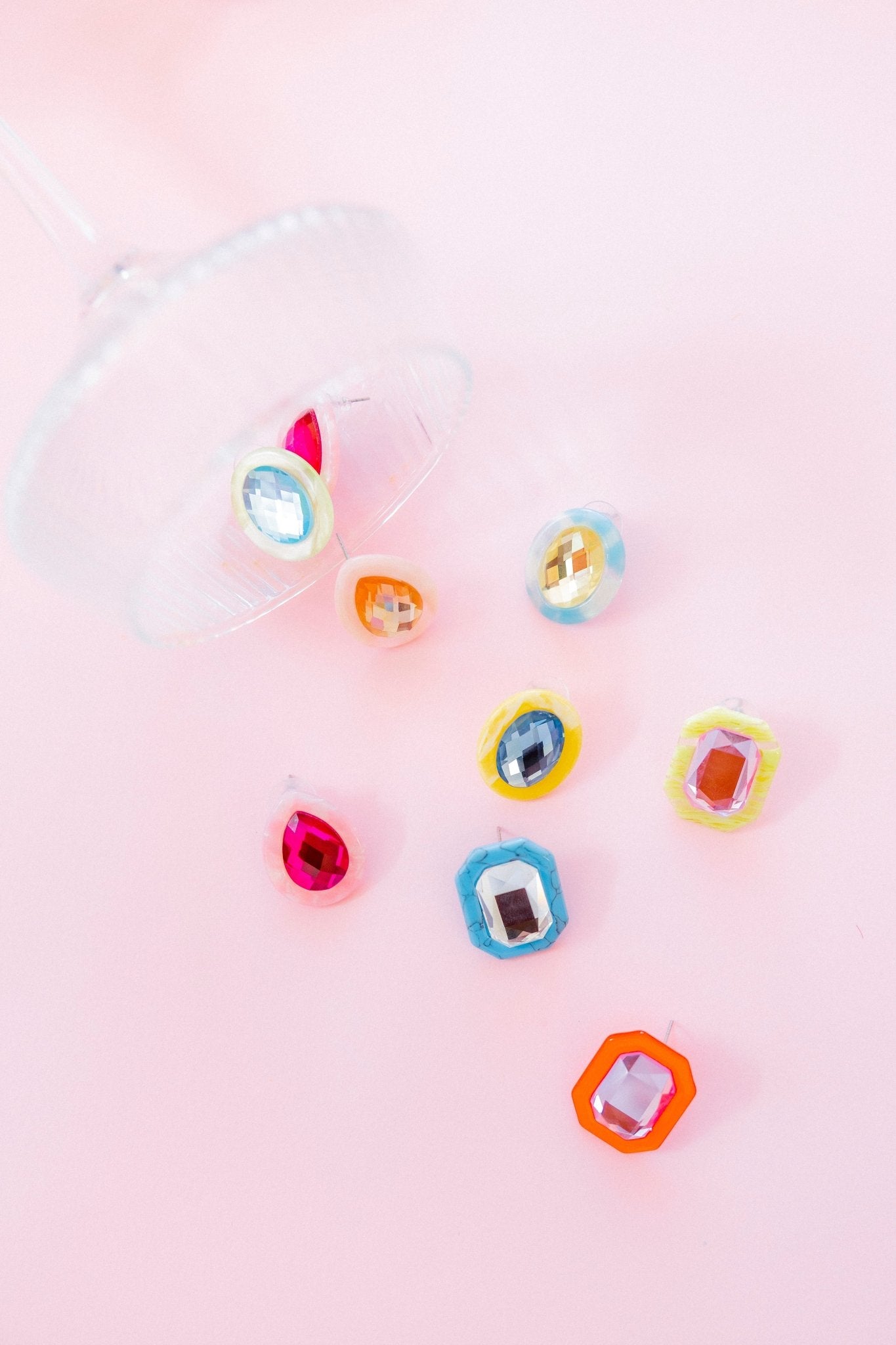 Olivia Statement Earrings Rectangle - Pink Grapefruit - Shop LINNY CO