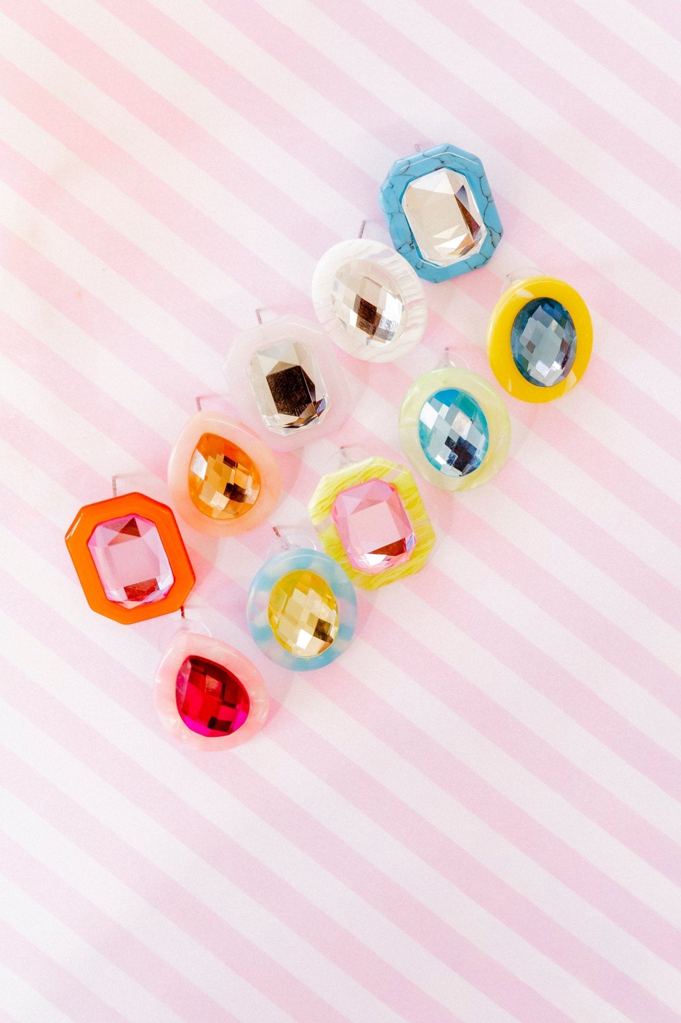 Olivia Statement Earrings Rectangle - Pink Grapefruit - Shop LINNY CO