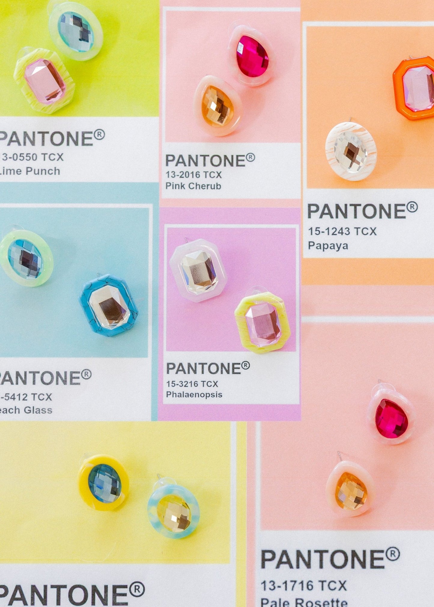 Olivia Statement Earrings Rectangle - Pink Grapefruit - Shop LINNY CO