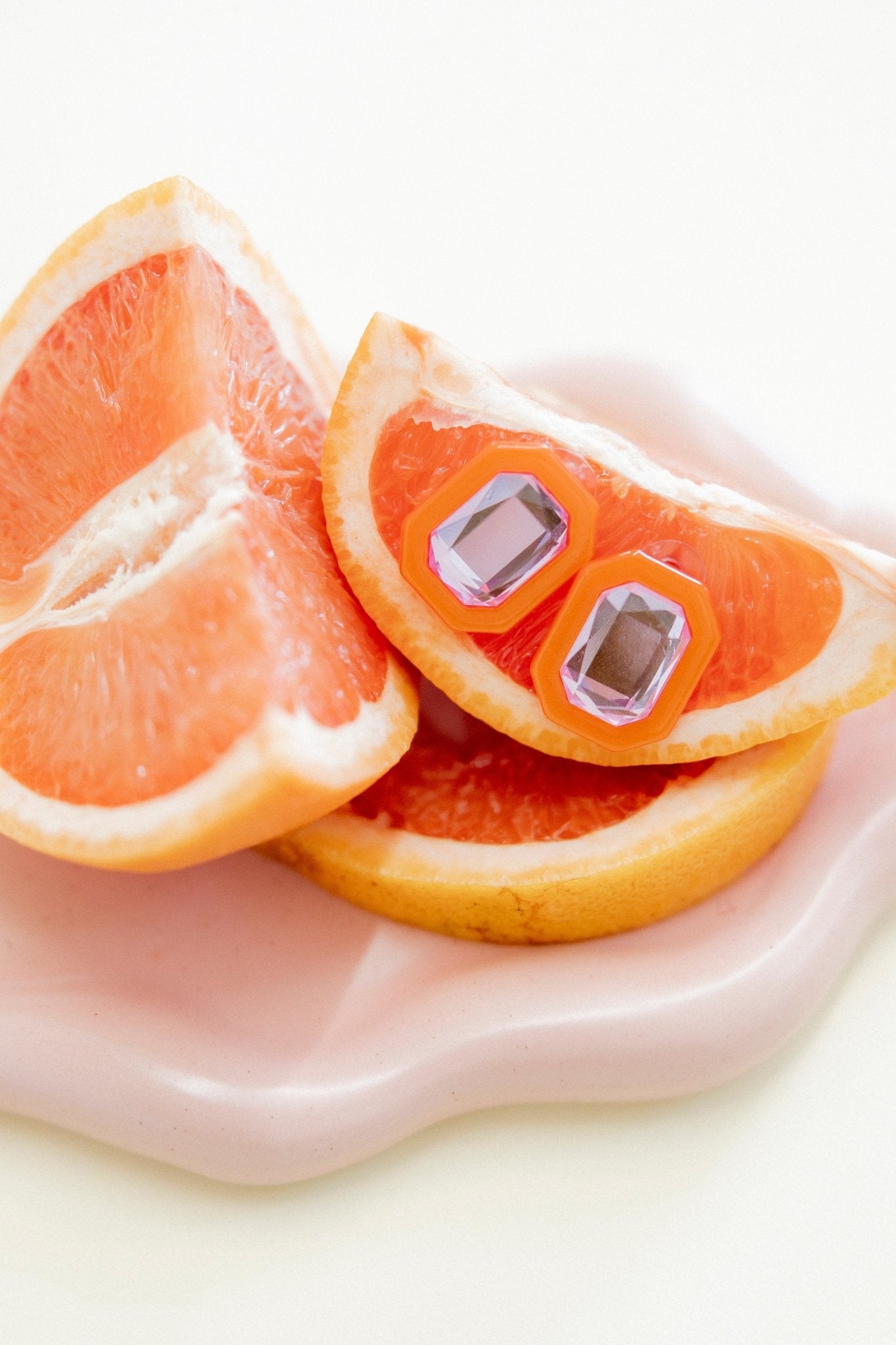 Olivia Statement Earrings Rectangle - Pink Grapefruit - Shop LINNY CO