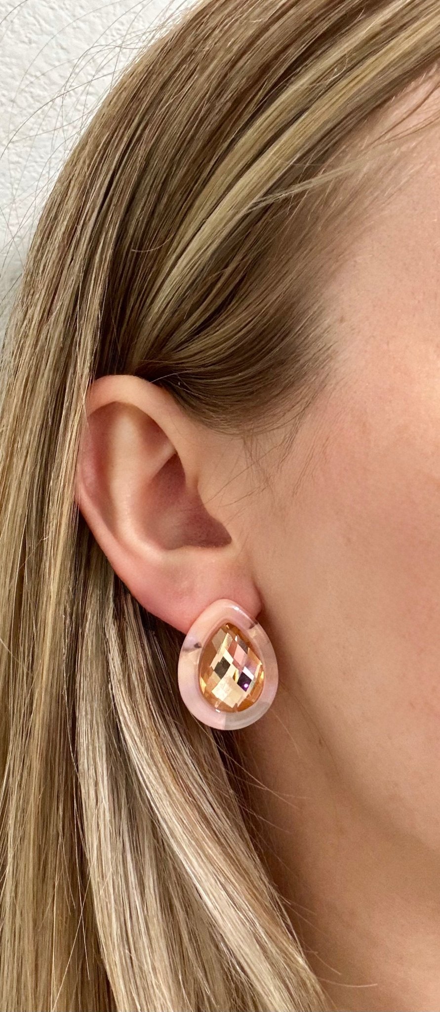 Olivia Statement Earrings Teardrop - Peach Bellini - Shop LINNY CO