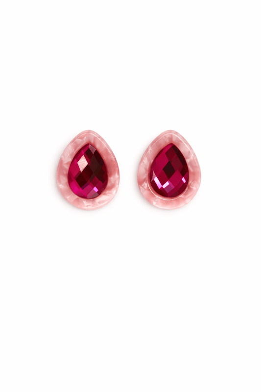 Olivia Statement Earrings Teardrop - Pink Cherry Blossom - Shop LINNY CO