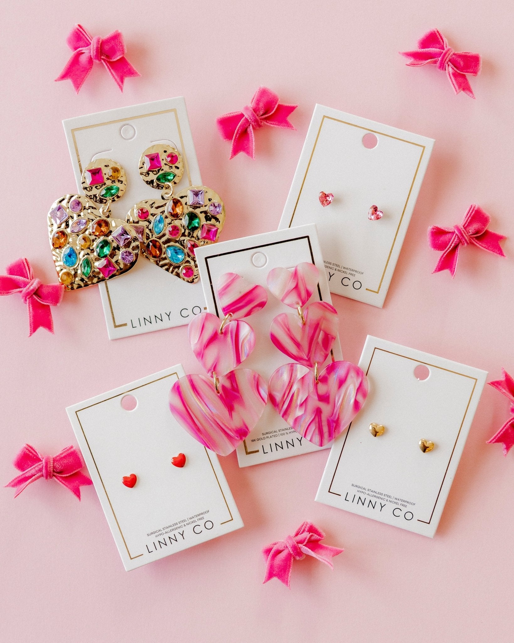 Penny Heart Statement Earrings - Love Struck Pink - Shop LINNY CO