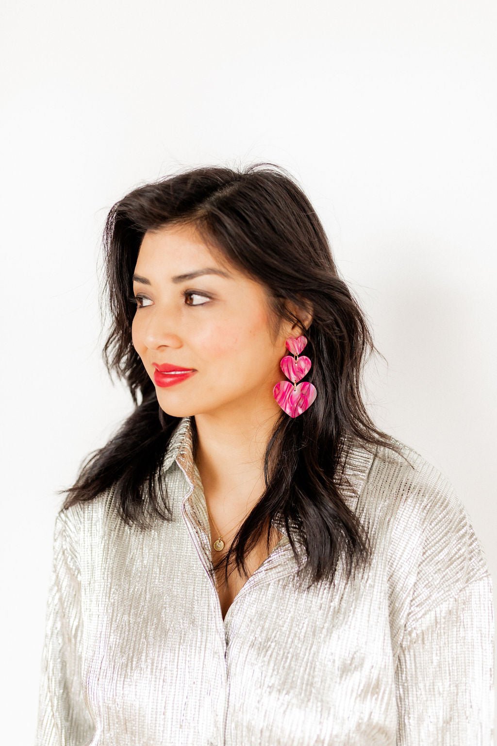 Penny Heart Statement Earrings - Love Struck Pink - Shop LINNY CO