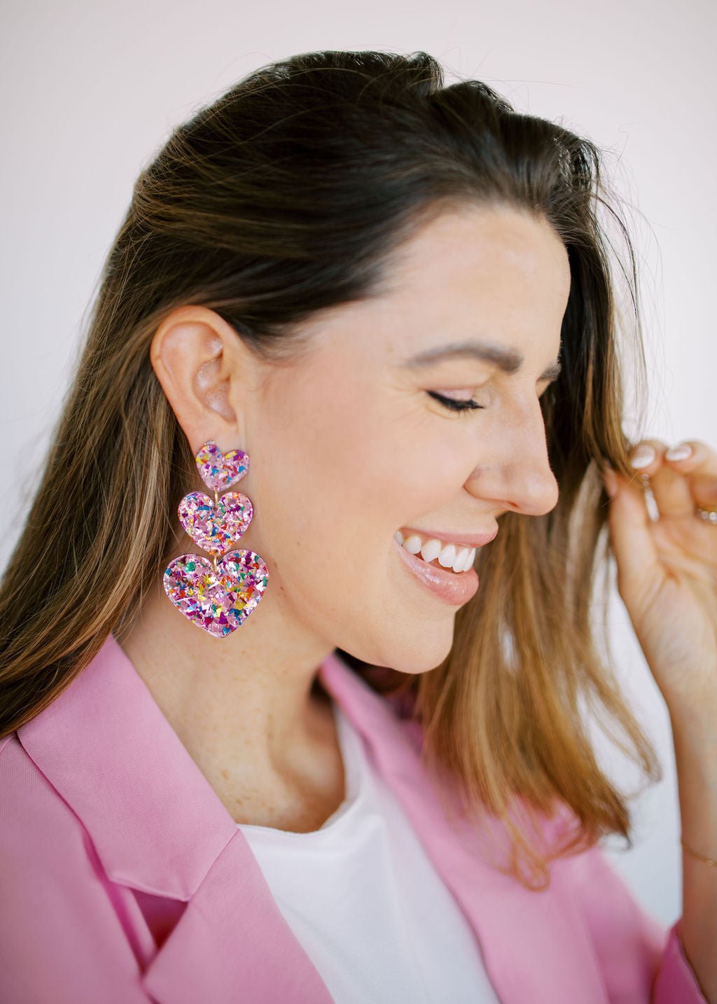 Penny Heart Statement Earrings - Pink Birthday Confetti - Shop LINNY CO
