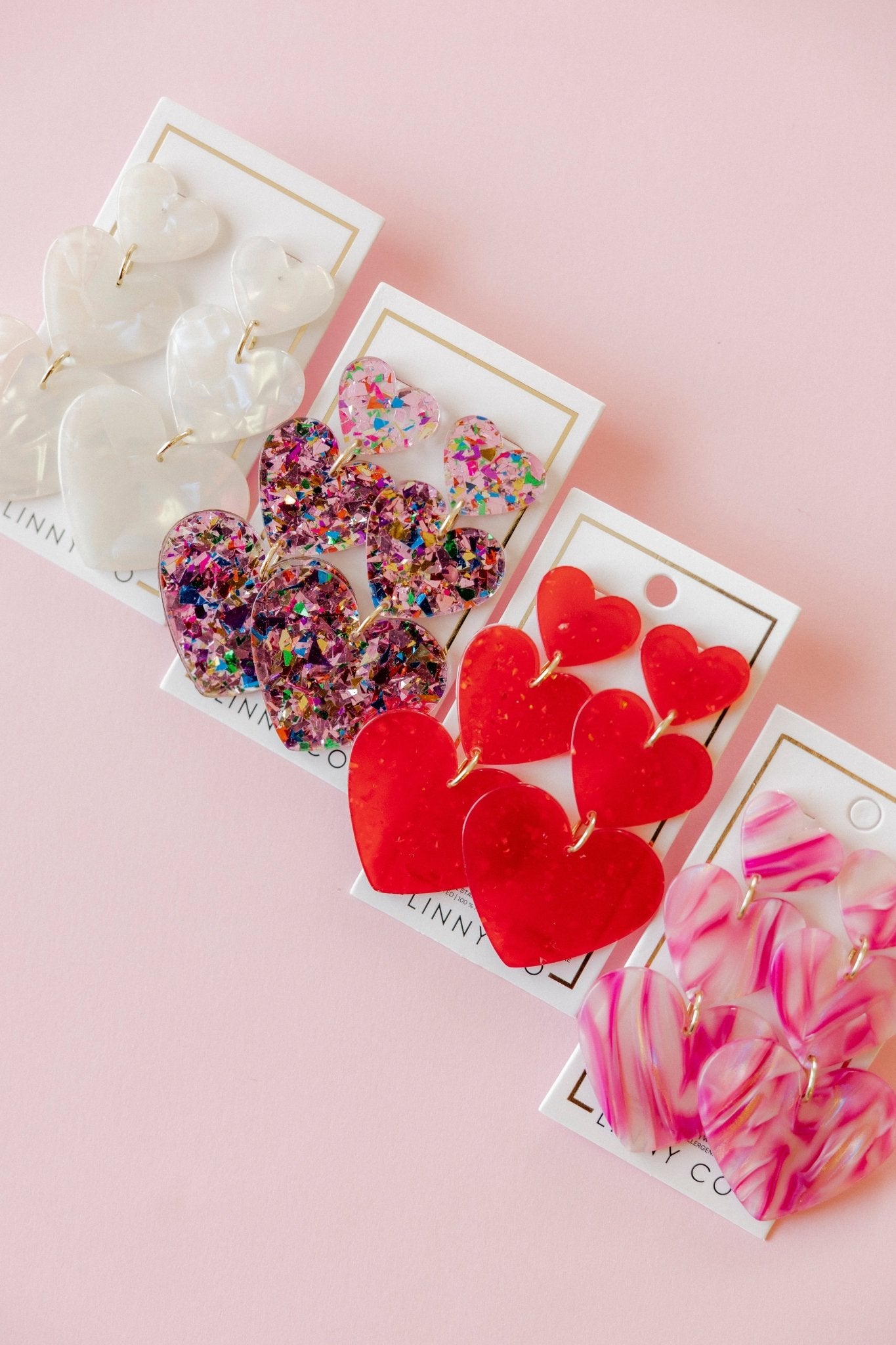 Penny Heart Statement Earrings - Pink Birthday Confetti - Shop LINNY CO
