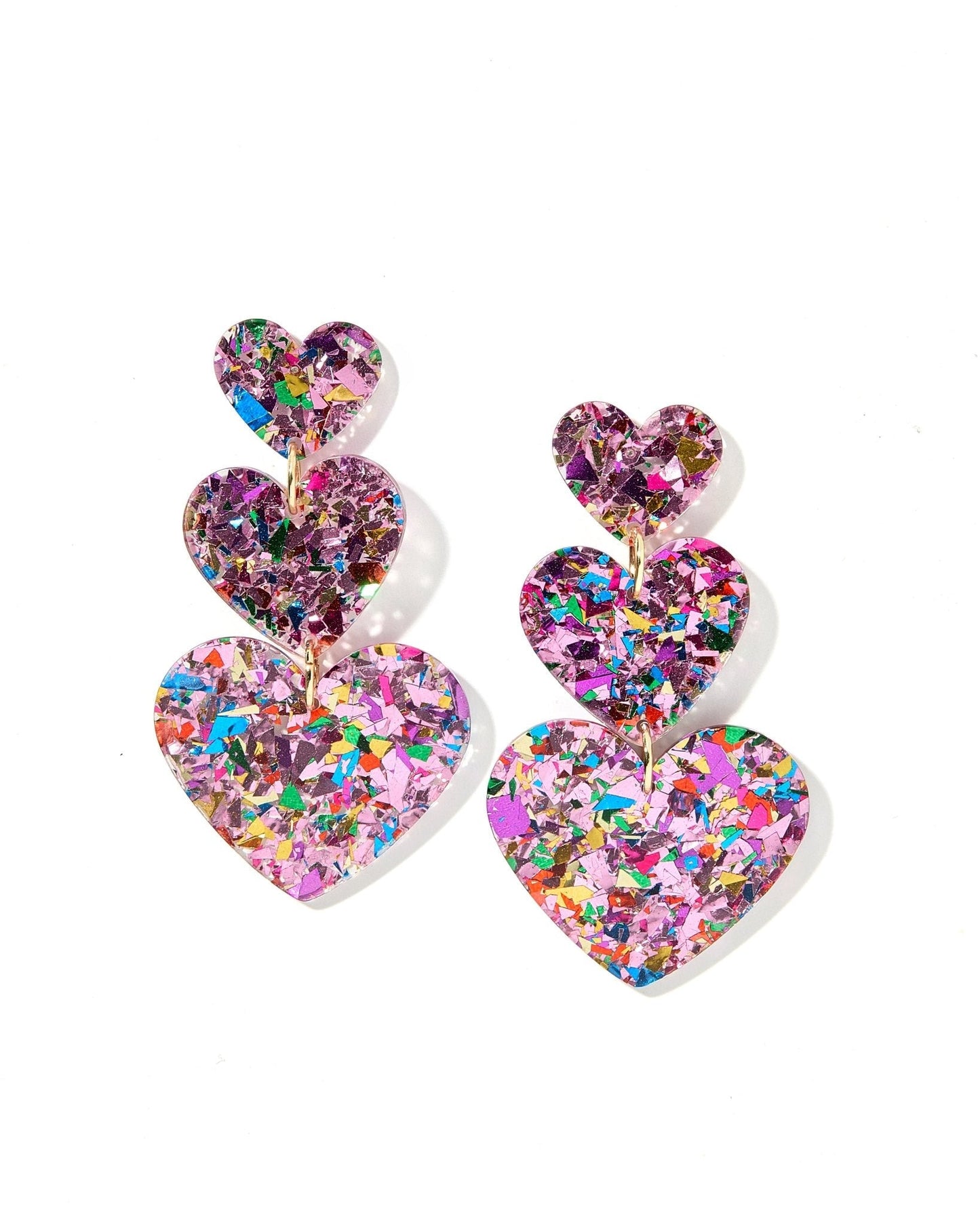 Penny Heart Statement Earrings - Pink Birthday Confetti - Shop LINNY CO