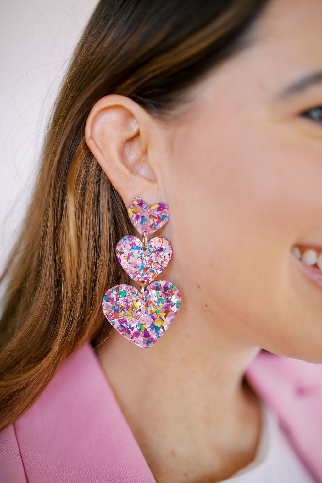 Penny Heart Statement Earrings - Pink Birthday Confetti - Shop LINNY CO