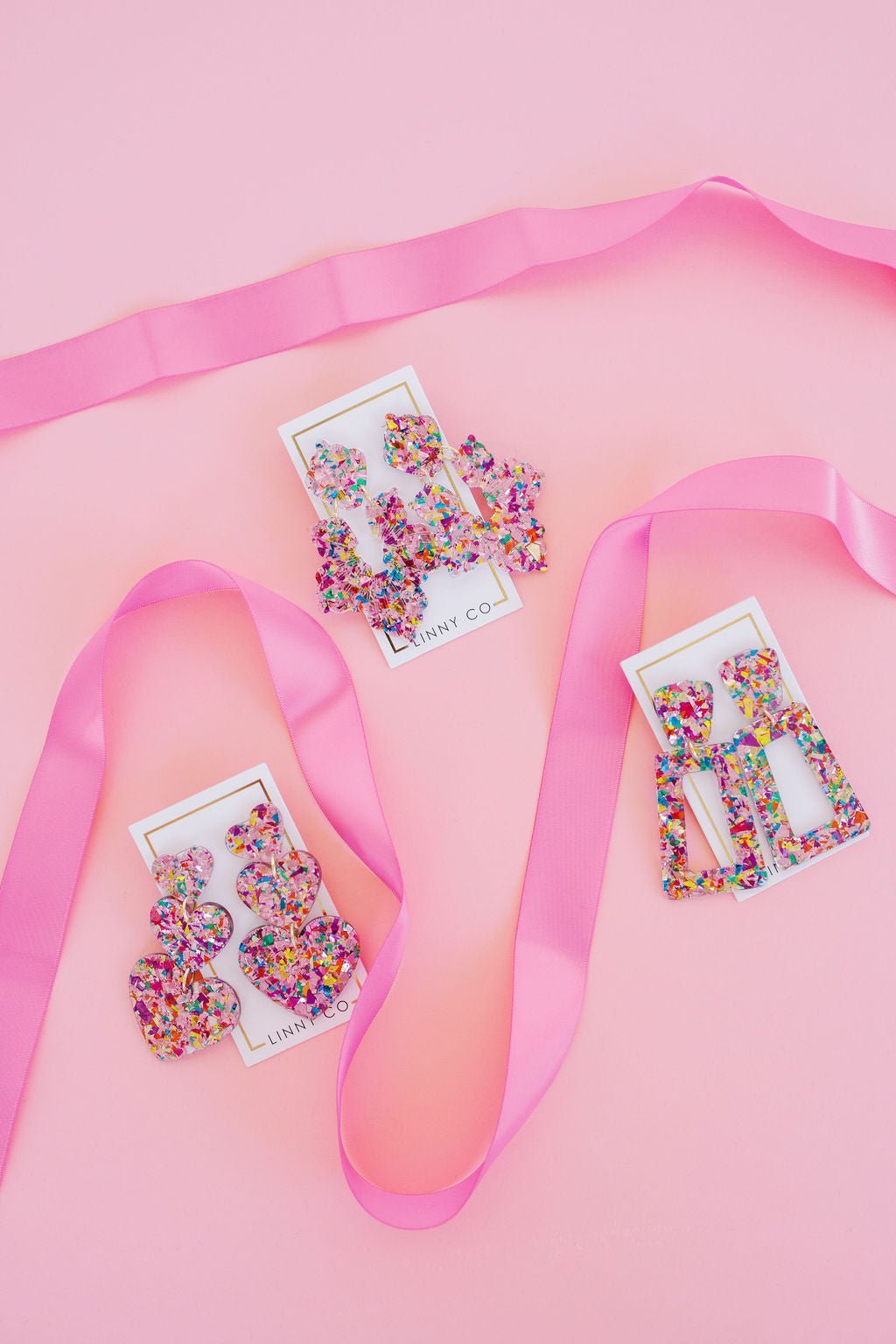 Penny Heart Statement Earrings - Pink Birthday Confetti - Shop LINNY CO