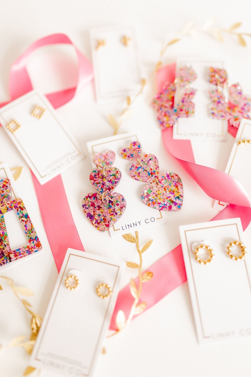 Penny Heart Statement Earrings - Pink Birthday Confetti - Shop LINNY CO