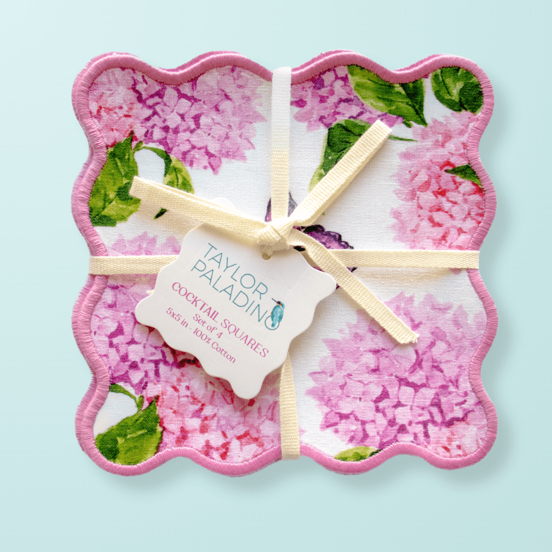 Pink and Purple Hydrangea Cocktail Squares - Shop LINNY CO