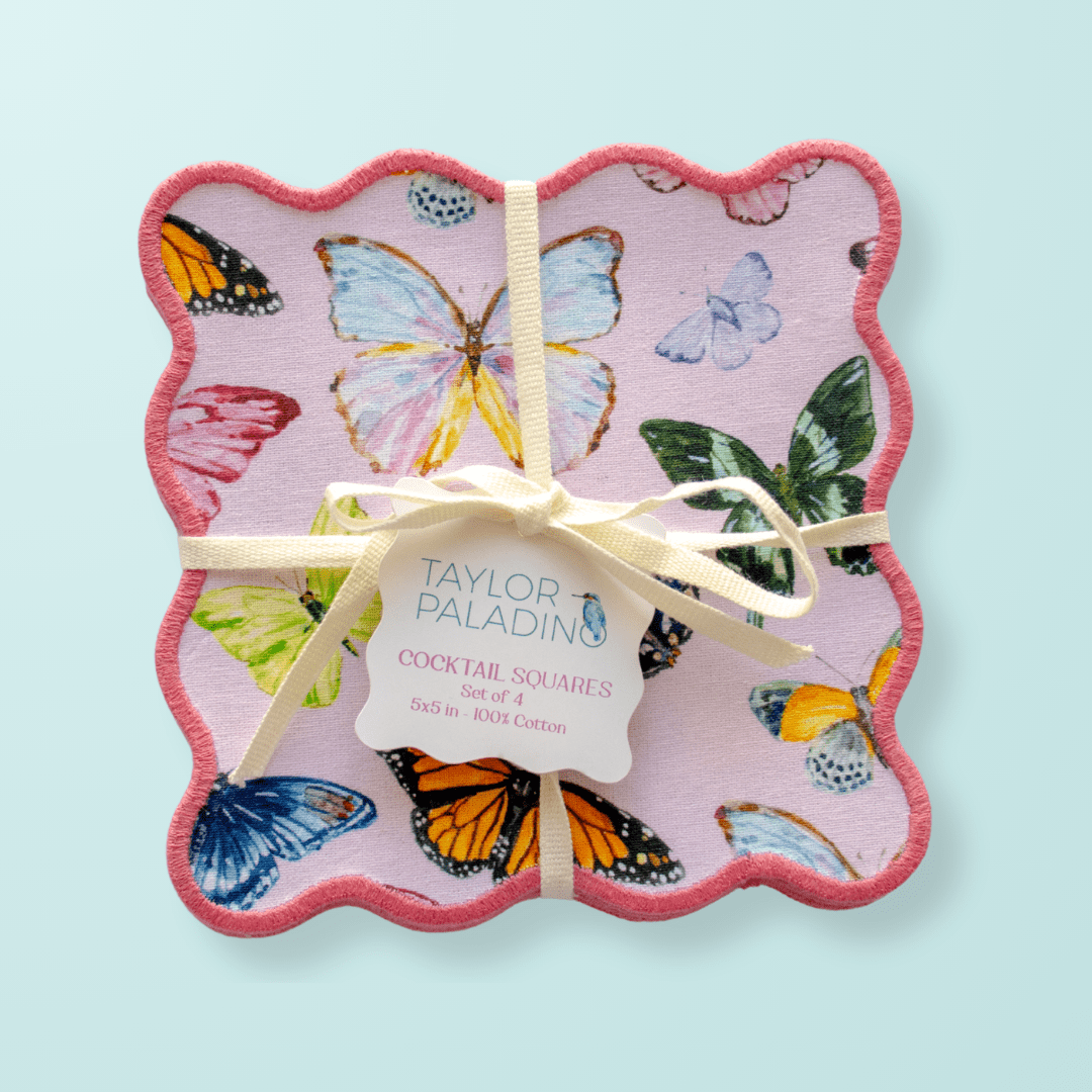 Pink Butterflies Cocktail Squares - Shop LINNY CO