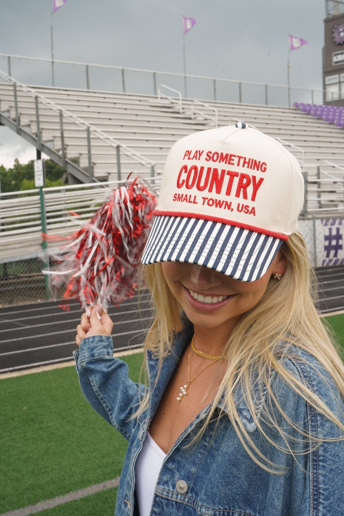Play Something Country - Navy Pinstripe Trucker Hat - Shop LINNY CO