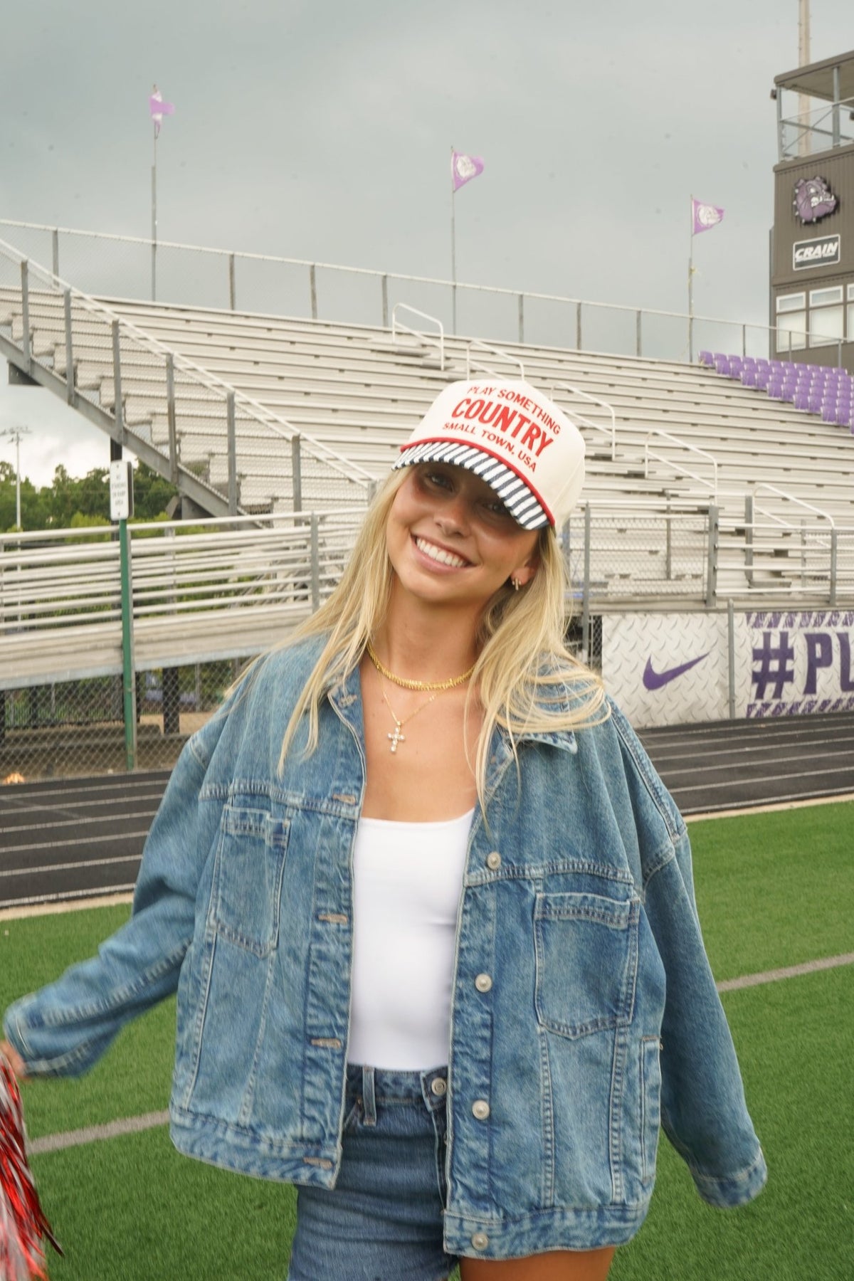 Play Something Country - Navy Pinstripe Trucker Hat - Shop LINNY CO