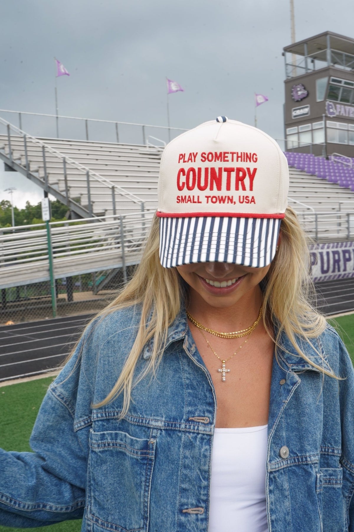 Play Something Country - Navy Pinstripe Trucker Hat - Shop LINNY CO