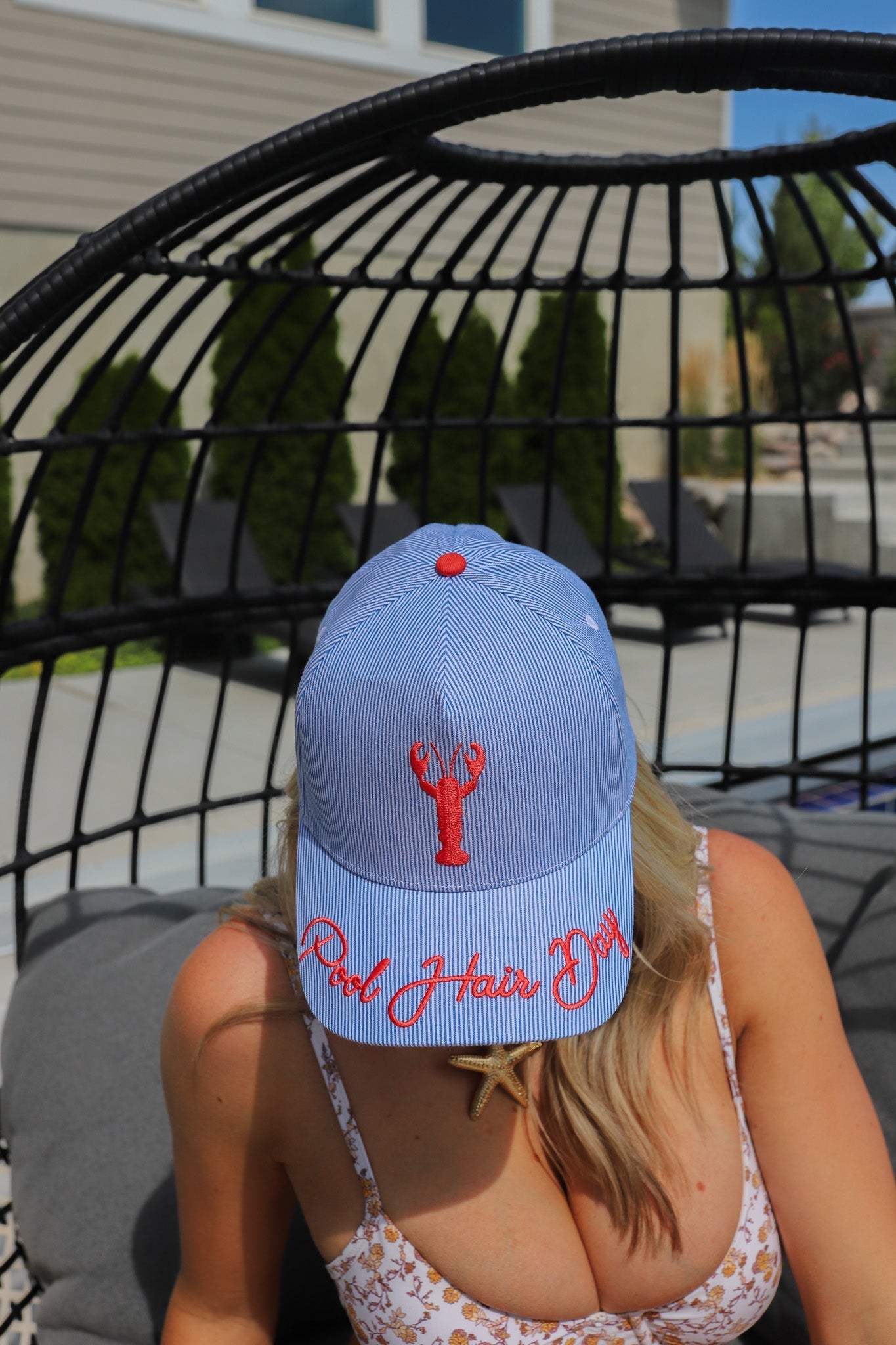 POOL HAIR DAY STRIPED TRUCKER HAT - Shop LINNY CO
