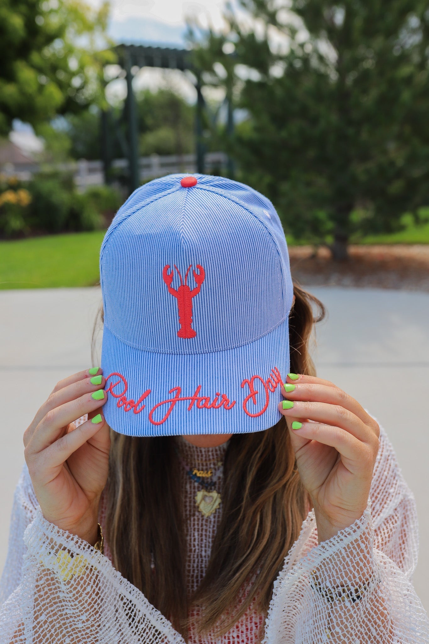 POOL HAIR DAY STRIPED TRUCKER HAT - Shop LINNY CO