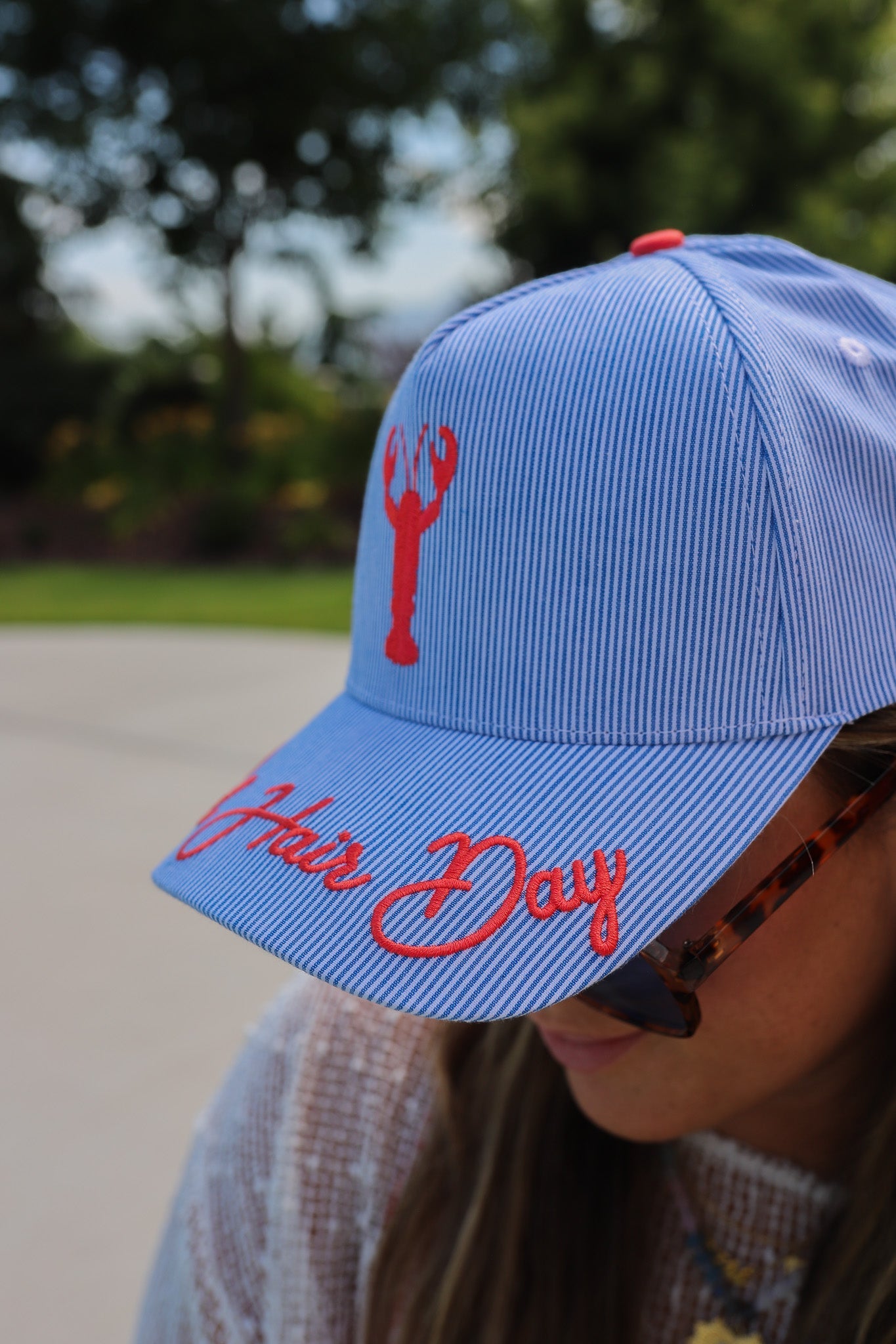POOL HAIR DAY STRIPED TRUCKER HAT - Shop LINNY CO