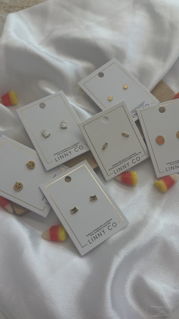 Screwback Stud Earrings - Kitty Cat Gold