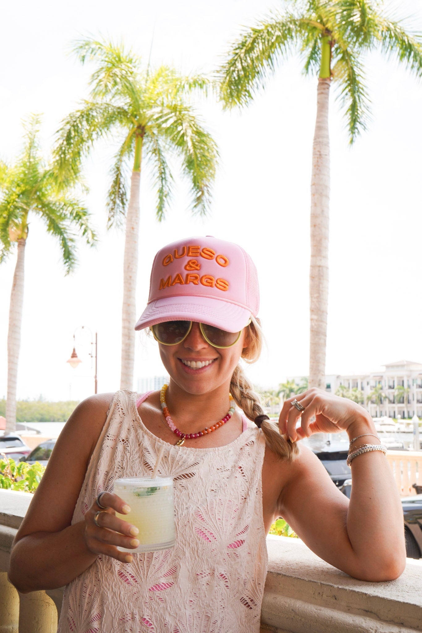 Queso and Margs - Pink Foam Trucker Hat - Shop LINNY CO