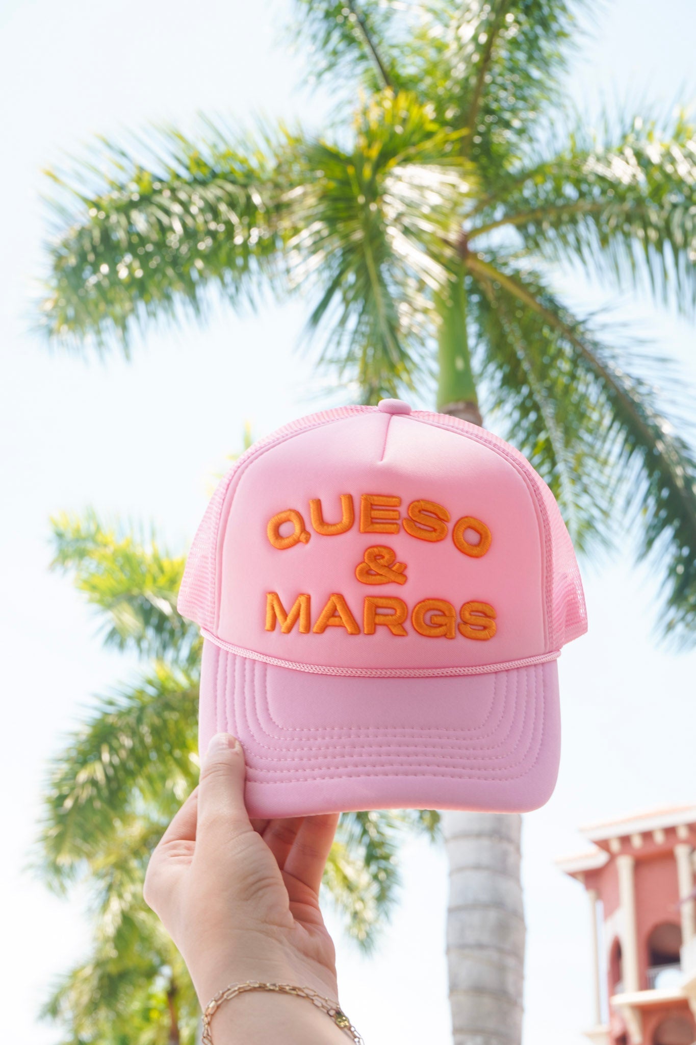 Queso and Margs - Pink Foam Trucker Hat - Shop LINNY CO