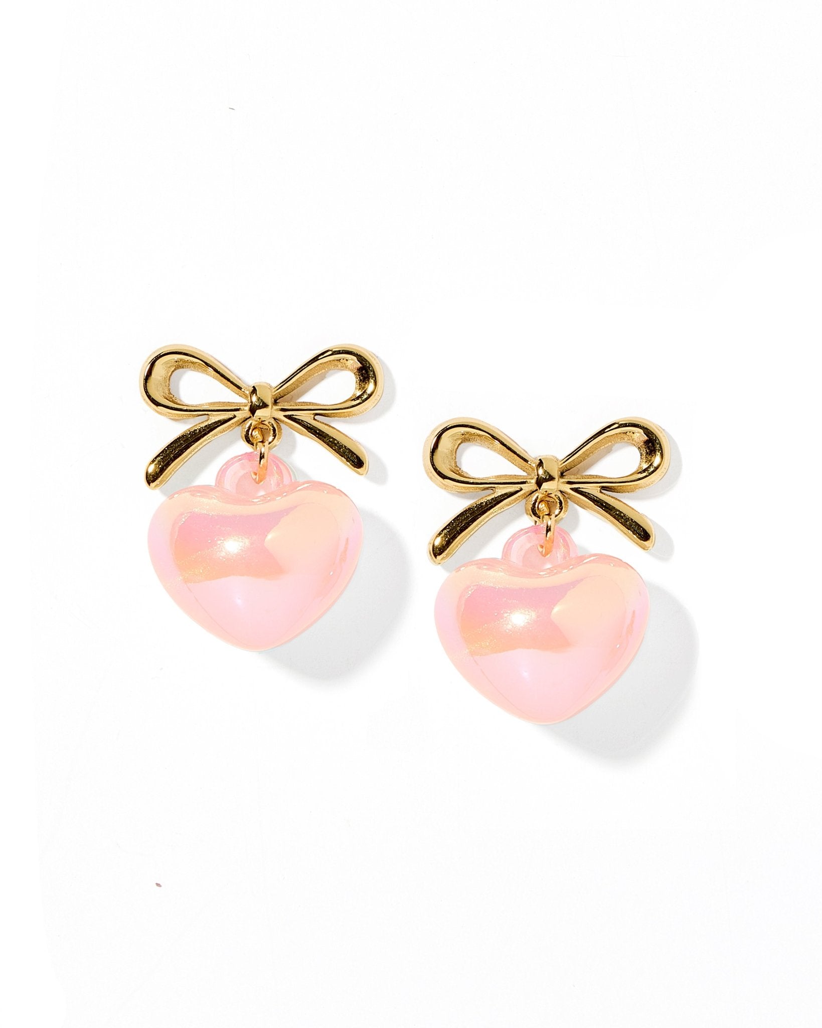 Ruthie Bow and Heart Earring - Pink - Shop LINNY CO