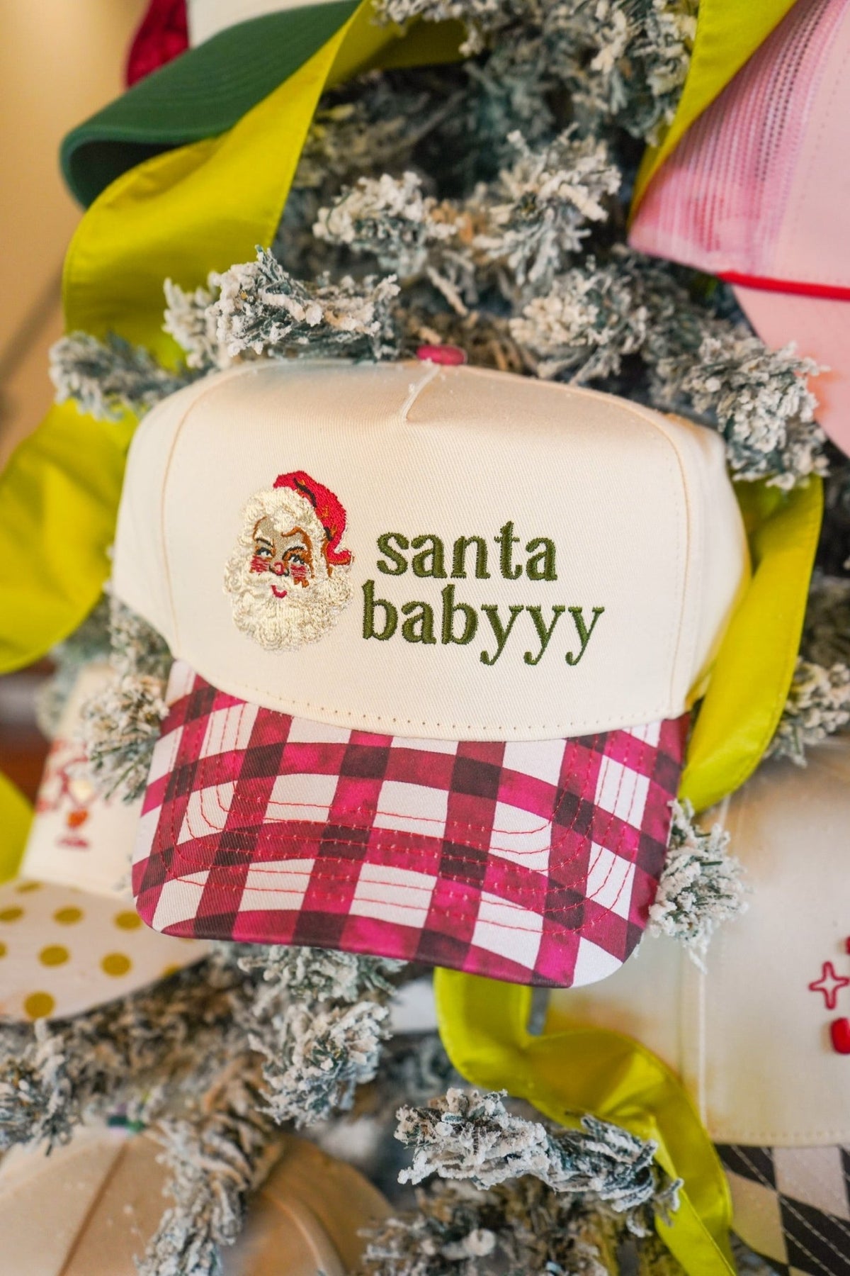 Santa Baby - Red Gingham Vintage Trucker Hat - Shop LINNY CO