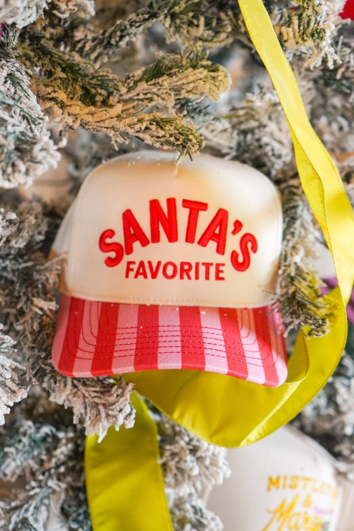 Santa's Favorite - Pink & Red Stripe Trucker Hat - Shop LINNY CO