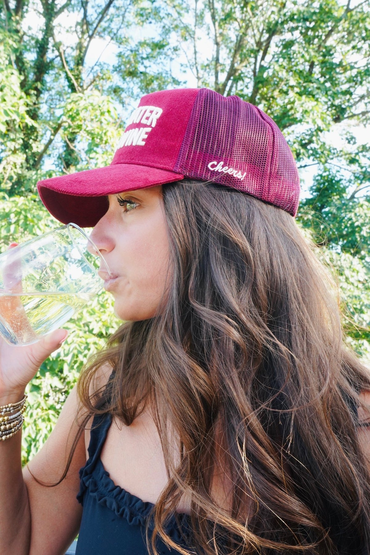 Save Water Drink Wine - Maroon Corduroy Trucker Hat - Shop LINNY CO