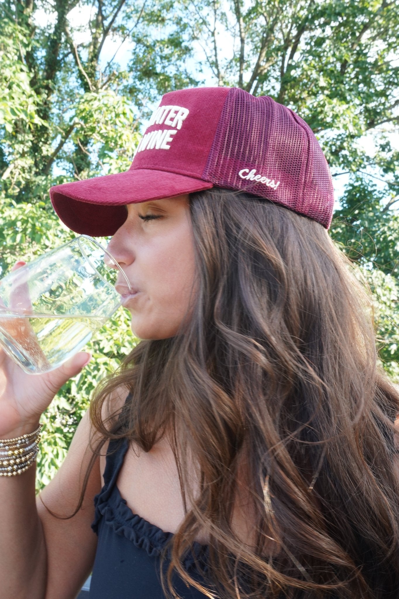 Save Water Drink Wine - Maroon Corduroy Trucker Hat - Shop LINNY CO