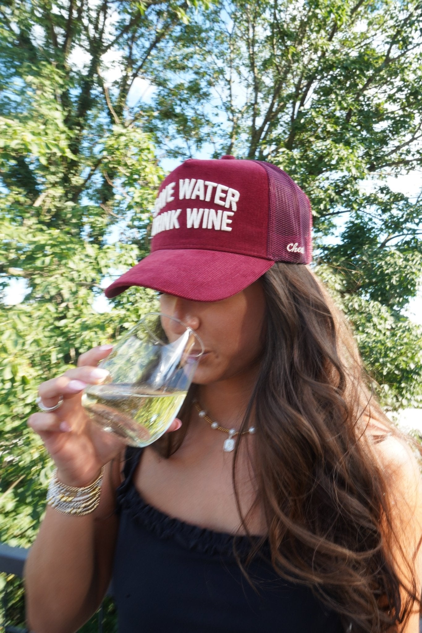 Save Water Drink Wine - Maroon Corduroy Trucker Hat - Shop LINNY CO