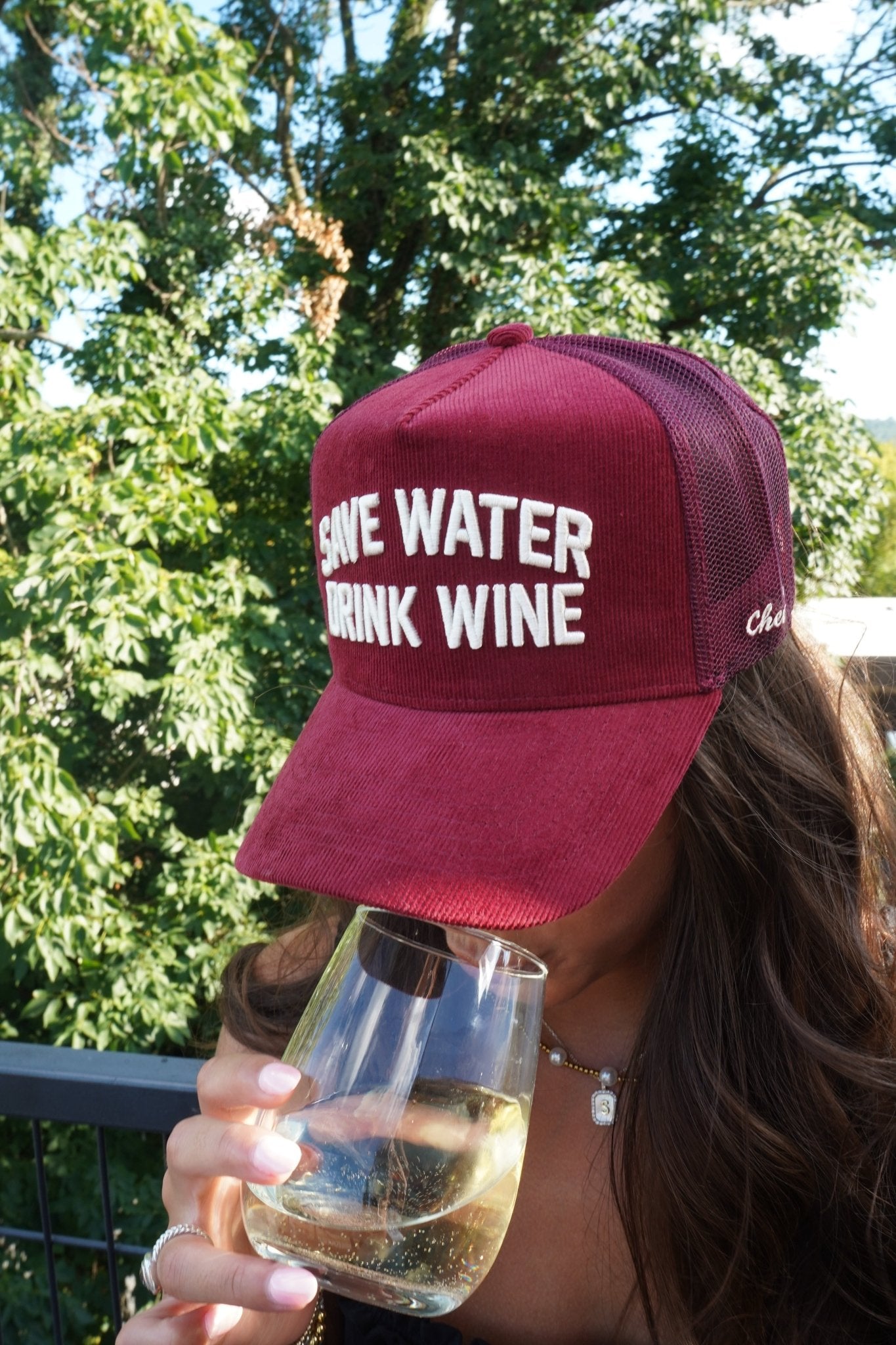 Save Water Drink Wine - Maroon Corduroy Trucker Hat - Shop LINNY CO