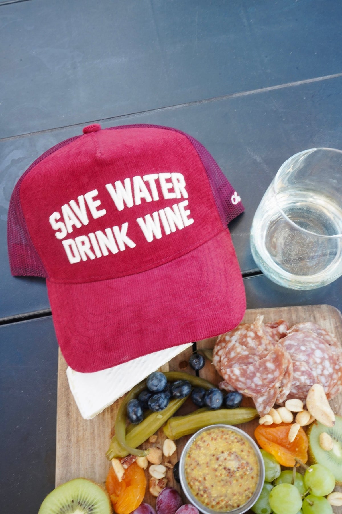 Save Water Drink Wine - Maroon Corduroy Trucker Hat - Shop LINNY CO