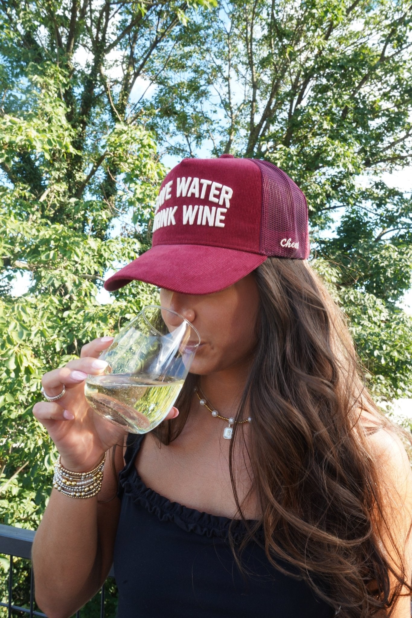 Save Water Drink Wine - Maroon Corduroy Trucker Hat - Shop LINNY CO