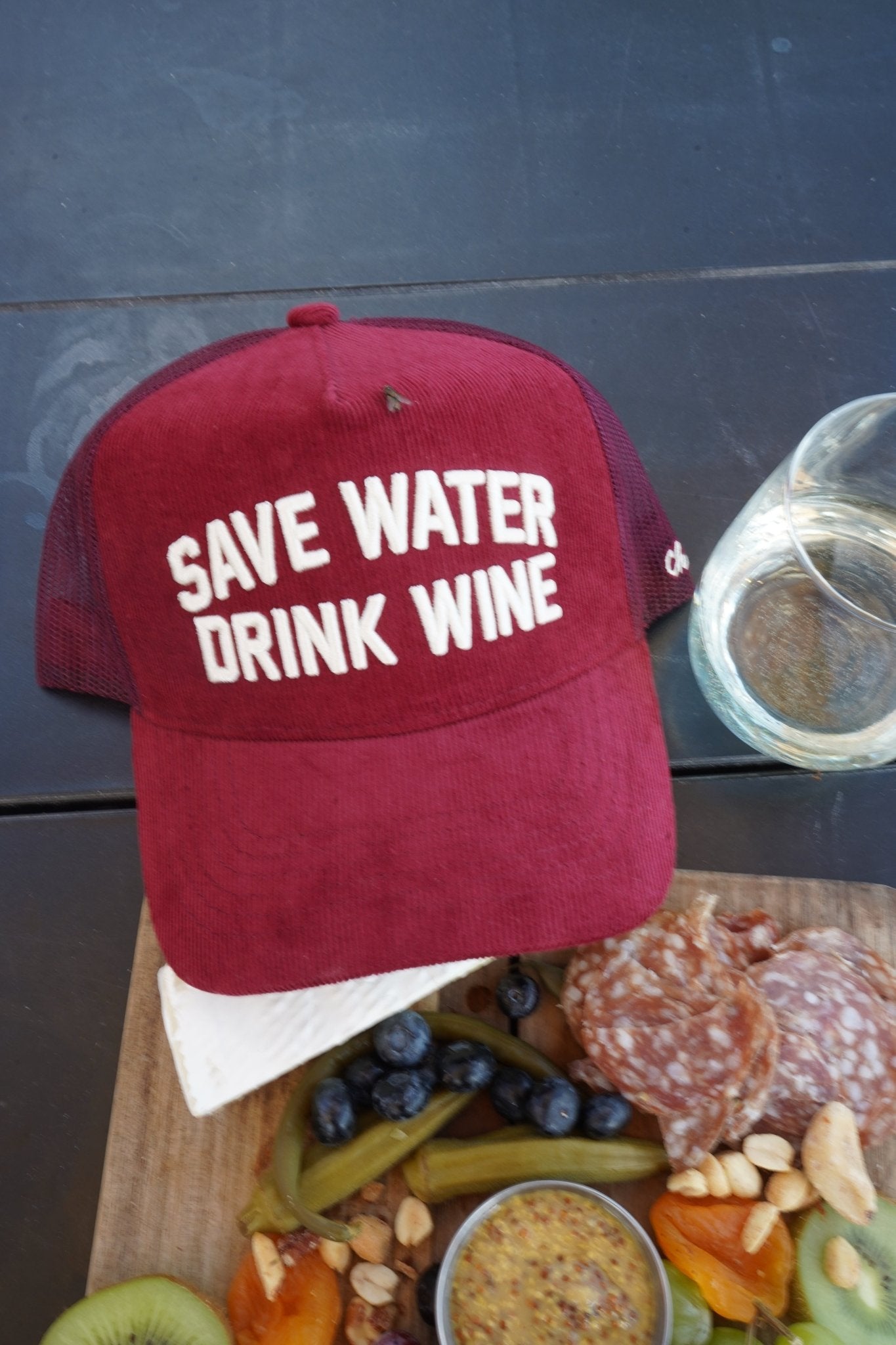 Save Water Drink Wine - Maroon Corduroy Trucker Hat - Shop LINNY CO