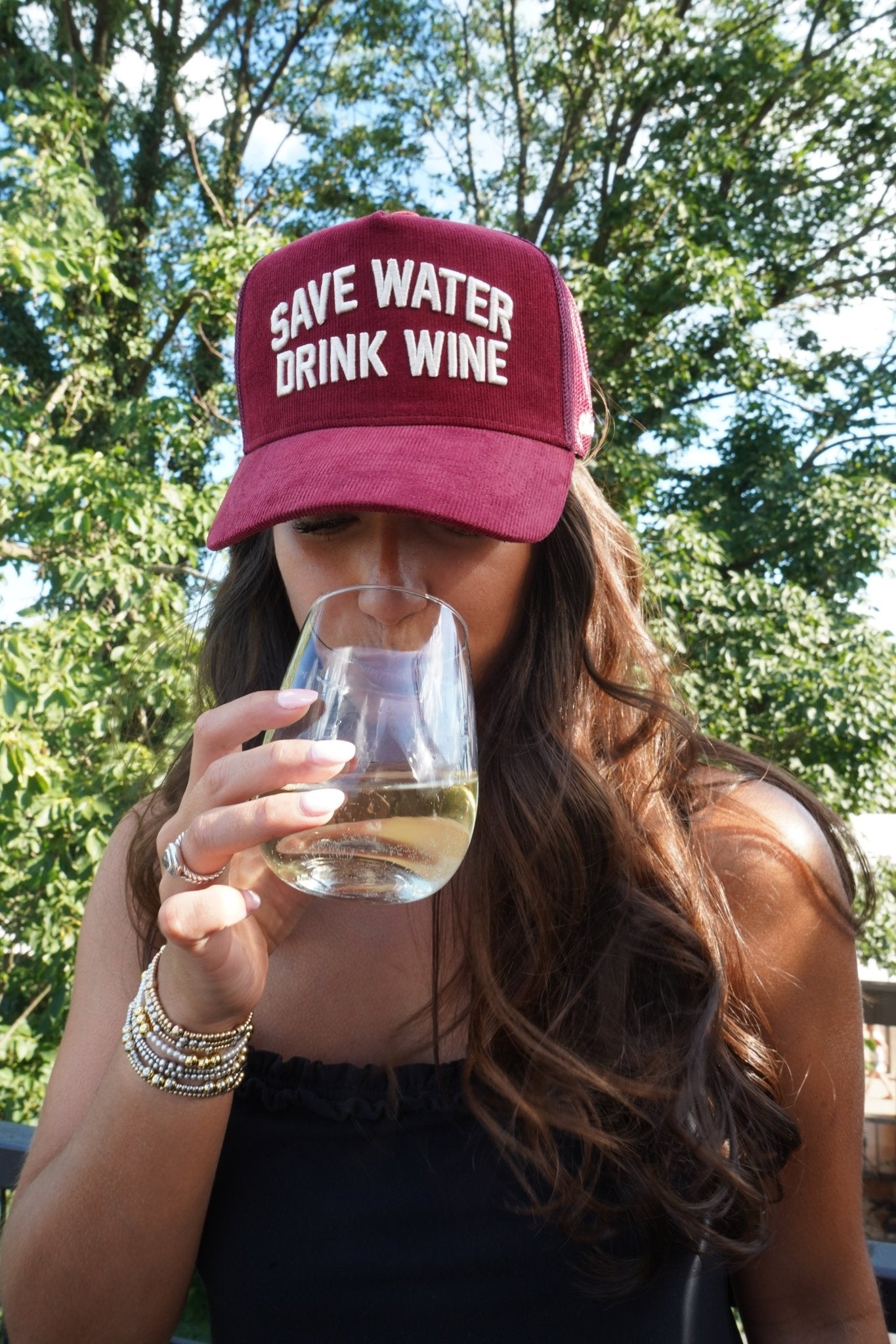 Save Water Drink Wine - Maroon Corduroy Trucker Hat - Shop LINNY CO