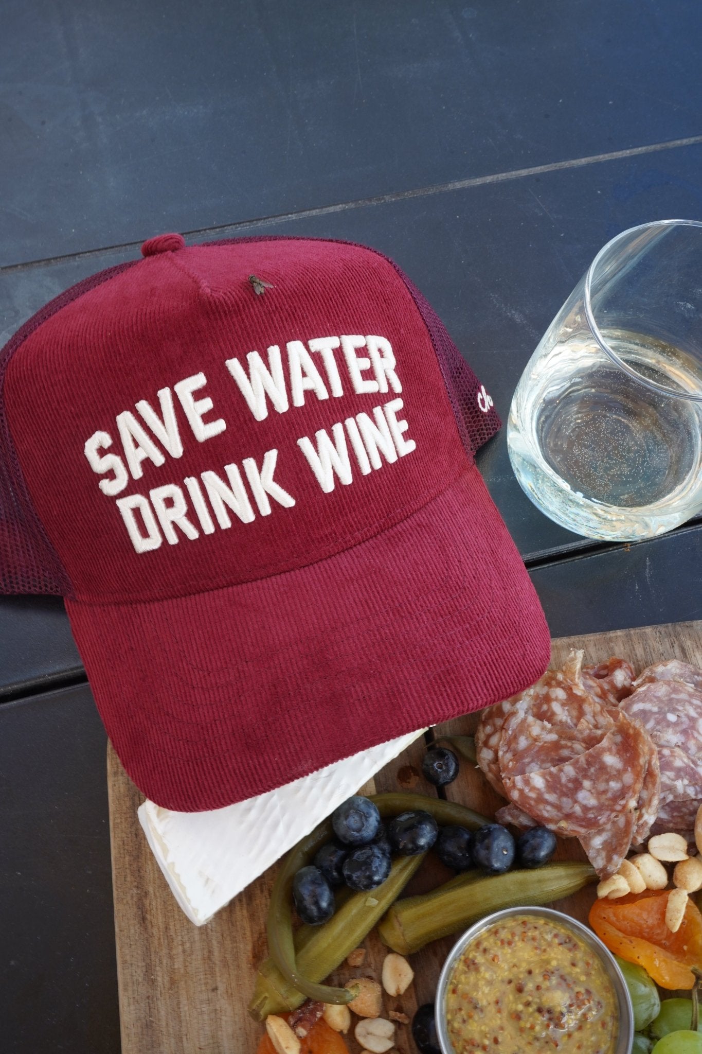 Save Water Drink Wine - Maroon Corduroy Trucker Hat - Shop LINNY CO
